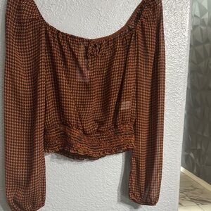 Women's Brown Houndstooth Top